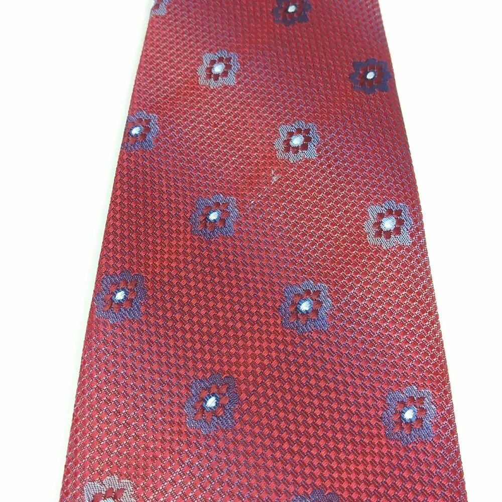 Borrelli Men's Multi Colored Red Purple Floral Hand Stitched Elegant Tie - READ
